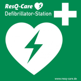 Hinweisaufkleber Defibrillator „Der Wegweiser für den Lebensretter“